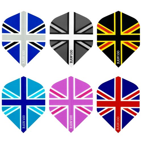 RAW RAW 100 Union Jack Flight Black Red & Yellow - Dart Flights