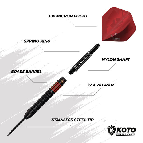 KOTO KOTO Kingprove Black & Red Brass - Steeldarts