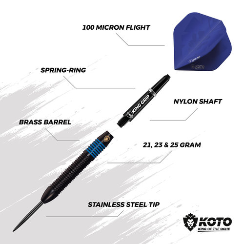 KOTO KOTO Kingprove Black & Blue Brass - Steeldarts