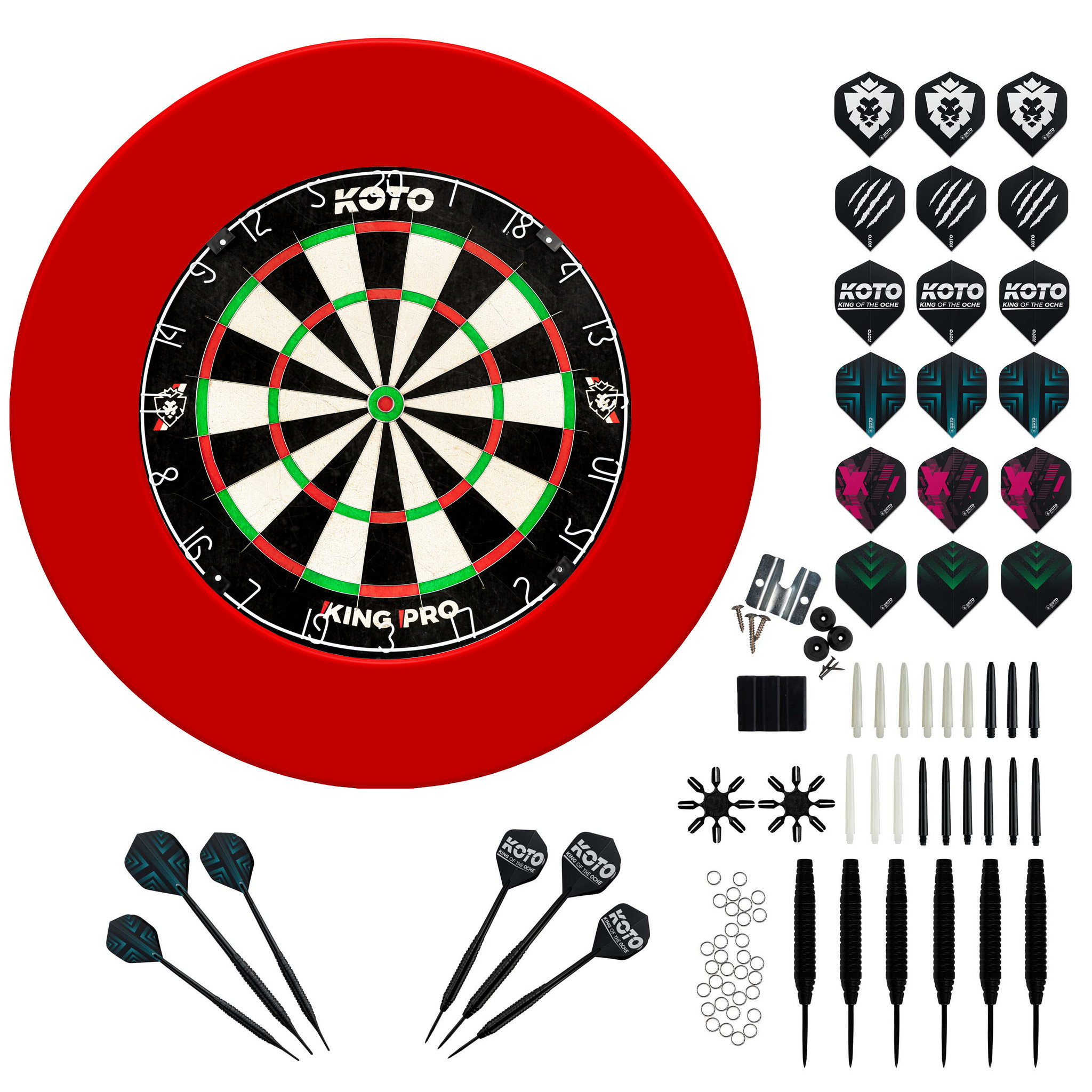 Cible Fléchettes KOTO King Pro Noir Sisal | Surround Inclus + 2 Jeux De Fléchettes