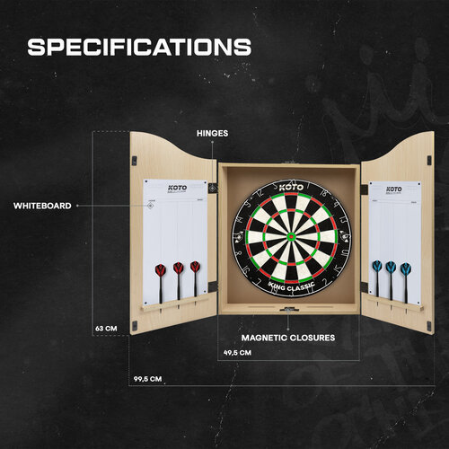 KOTO KOTO Darts Centre - kabinett mit Dartscheibe und 6 Steel Dartpfeile