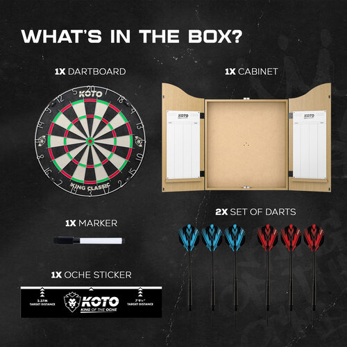 KOTO KOTO Darts Centre - kabinett mit Dartscheibe und 6 Steel Dartpfeile