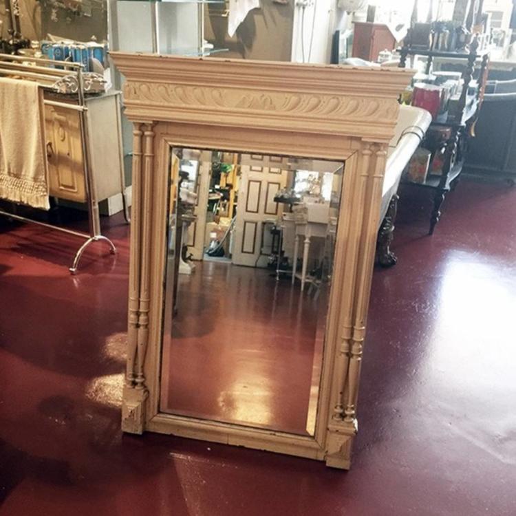Wonderbaar Antiek facet geslepen spiegel in klassieke houten omlijsting JJ-95