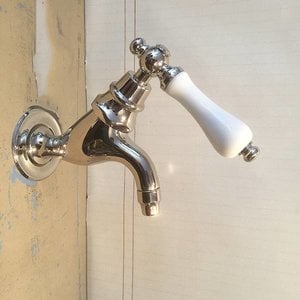 Wall Faucet with Porcelain Handle