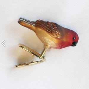 Christmas Decoration Clip  Miniature Bird Orange-Red