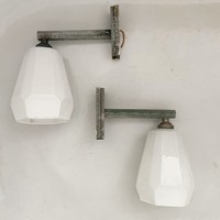 Set antique opaline bathroom sconces