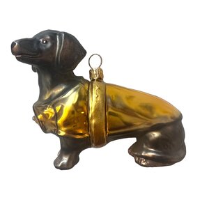 Christmas Decoration Little Dachshund in Gold Coat