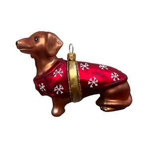 Christmas Decoration Little Dachshund in Red Coat
