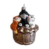 Christmas Decoration Three Cats in a Basket