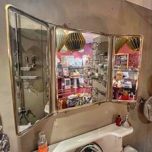 Folding Mirror Trifold  Brass -  gold finish