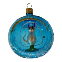 Christmas Decoration Transparent with Little Cat Blue