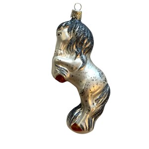 Christmas Ornament Rearing Horse White