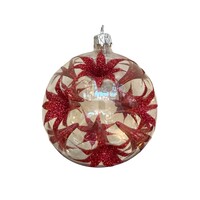 Kerstbal Transparant met Rode Sterren