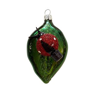 Kerstbal Blad met Lieveheersbeestje