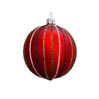 Kerstbal Rood met Streepjes