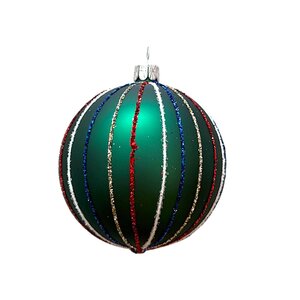 Kerstbal Groen met Streepjes