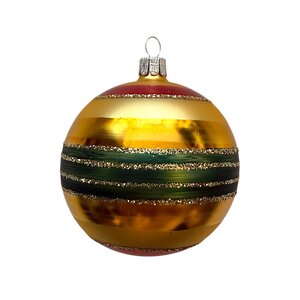 Kerstbal Geel-Groen Gestreept