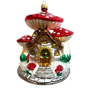 Kerstbal Paddenstoel Huis