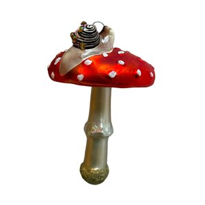 Christmas Decoration Mushroom  with a Snail