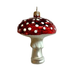 Christmas Decoration Mushroom White Dot Shiny