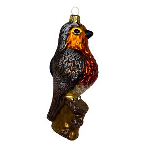 Christmas Decoration Robin on Tree Trunk