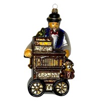 Christmas Decoration Organ Grinder Blue
