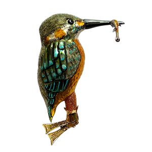 Vogelclip Grijze IJsvogel met Visje