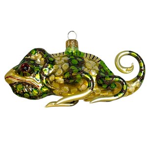 Kerstbal Kameleon Groen-Geel