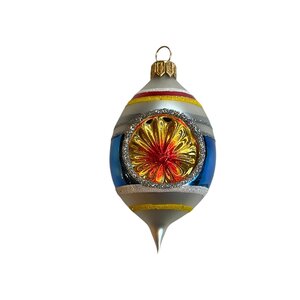 Kerstbal Reflector Klein Blauw Gestreept