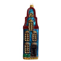 Kerstbal Huisje Blauw