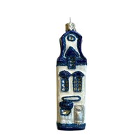 Kerstbal Huisje Delfts Blauw