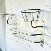 Antique towel rail with sponge baskets from Grands Magasins du Louvre, Paris