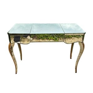 Vintage gespiegelde coiffeuse in Hollywood Regency stijl