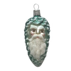 Christmas Ornament Santa Face in Pinecone Green