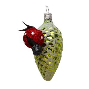 Kerstbal Dennenappel met Lieveheersbeestje