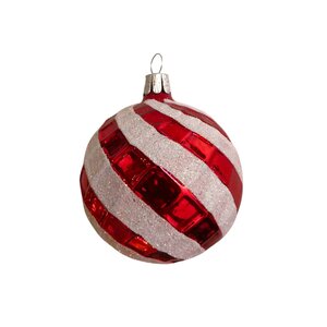 Kerstbal Swirl Rood-Wit