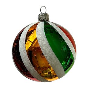 Kerstbal Swirl Rood-Groen-Geel