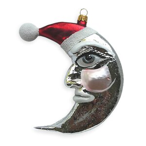 Christmas Decoration Moon with Santa Hat