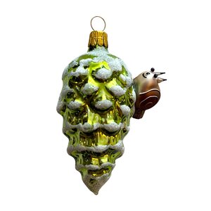 Kerstbal Dennenappel met Slakje
