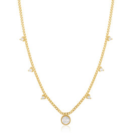 Ania Haie Ketting - Mother of pearl drop disc - gold