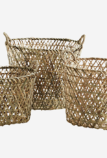 Madam Stoltz Madam Stoltz - Oval bamboo baskets w/handle natural - L