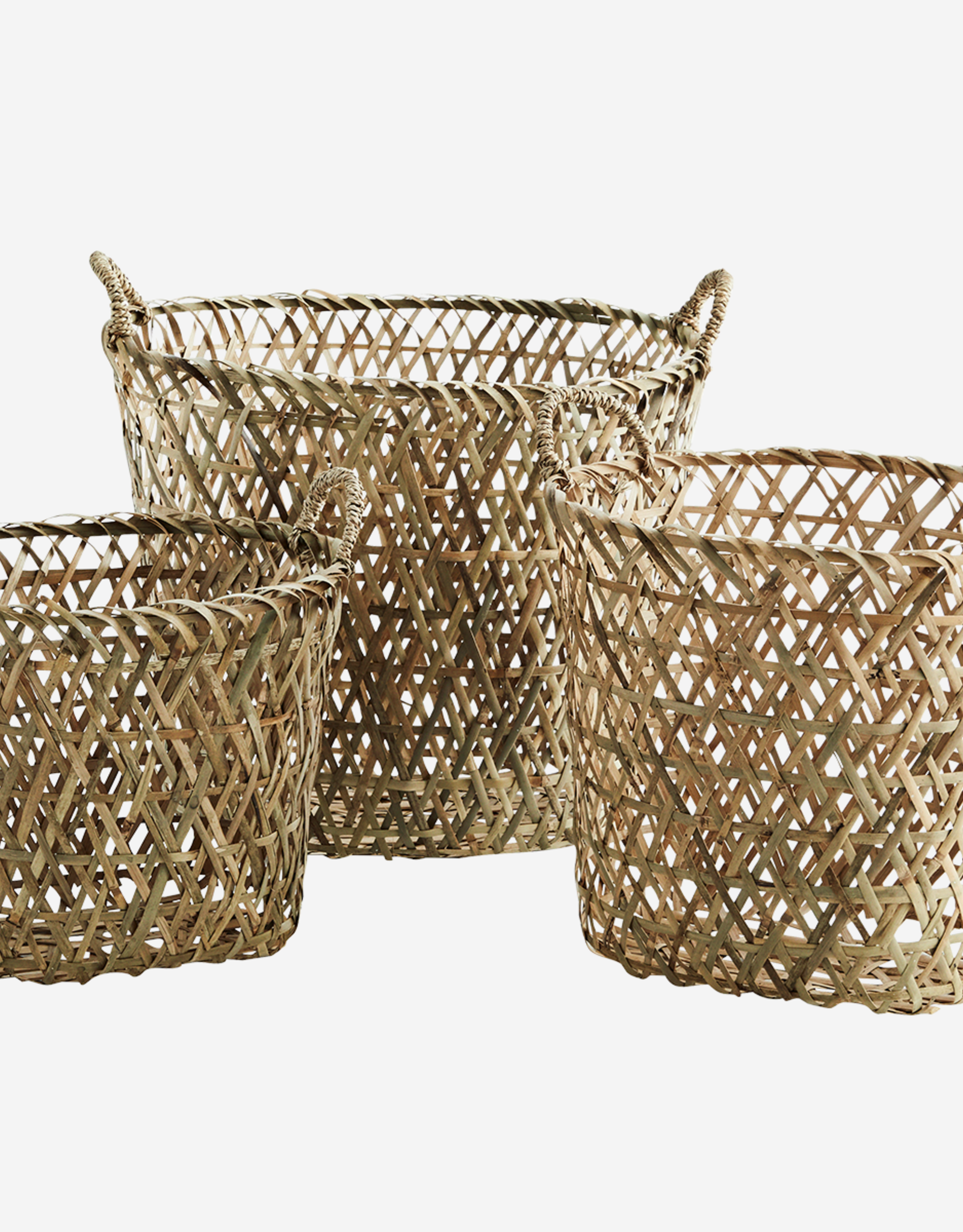 Madam Stoltz Madam Stoltz - Oval bamboo baskets w/handle natural - M