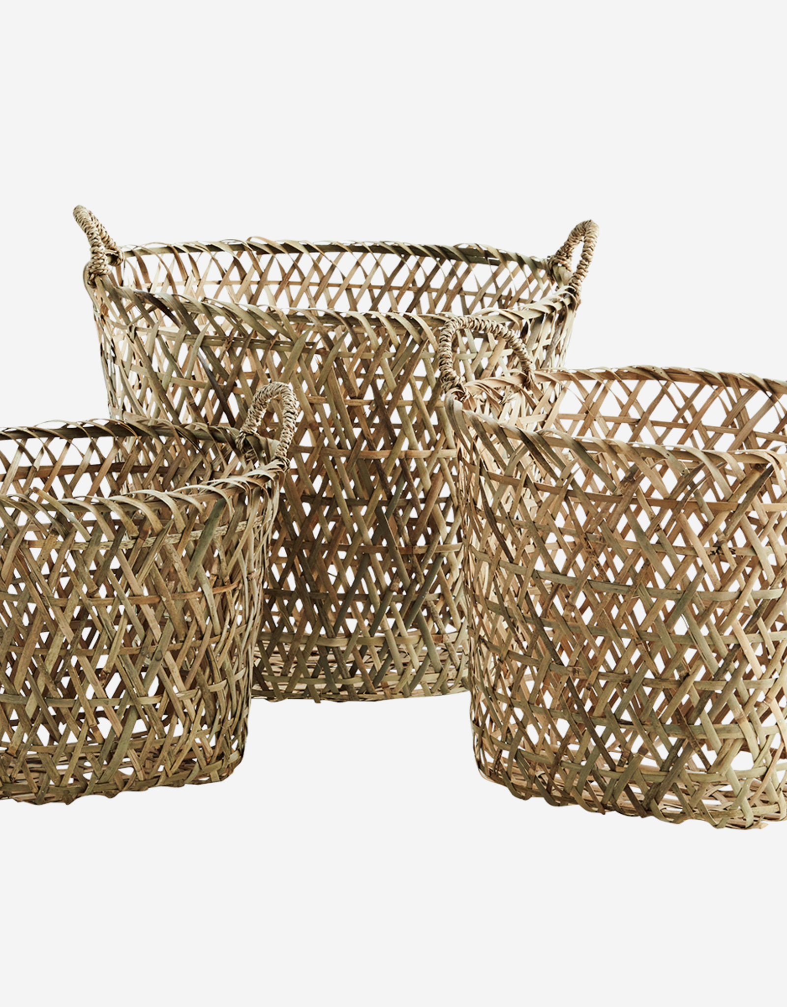 Madam Stoltz Oval bamboo baskets w/handle natural - M