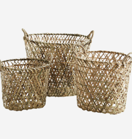 Mand -Oval bamboo w/handle natural - M