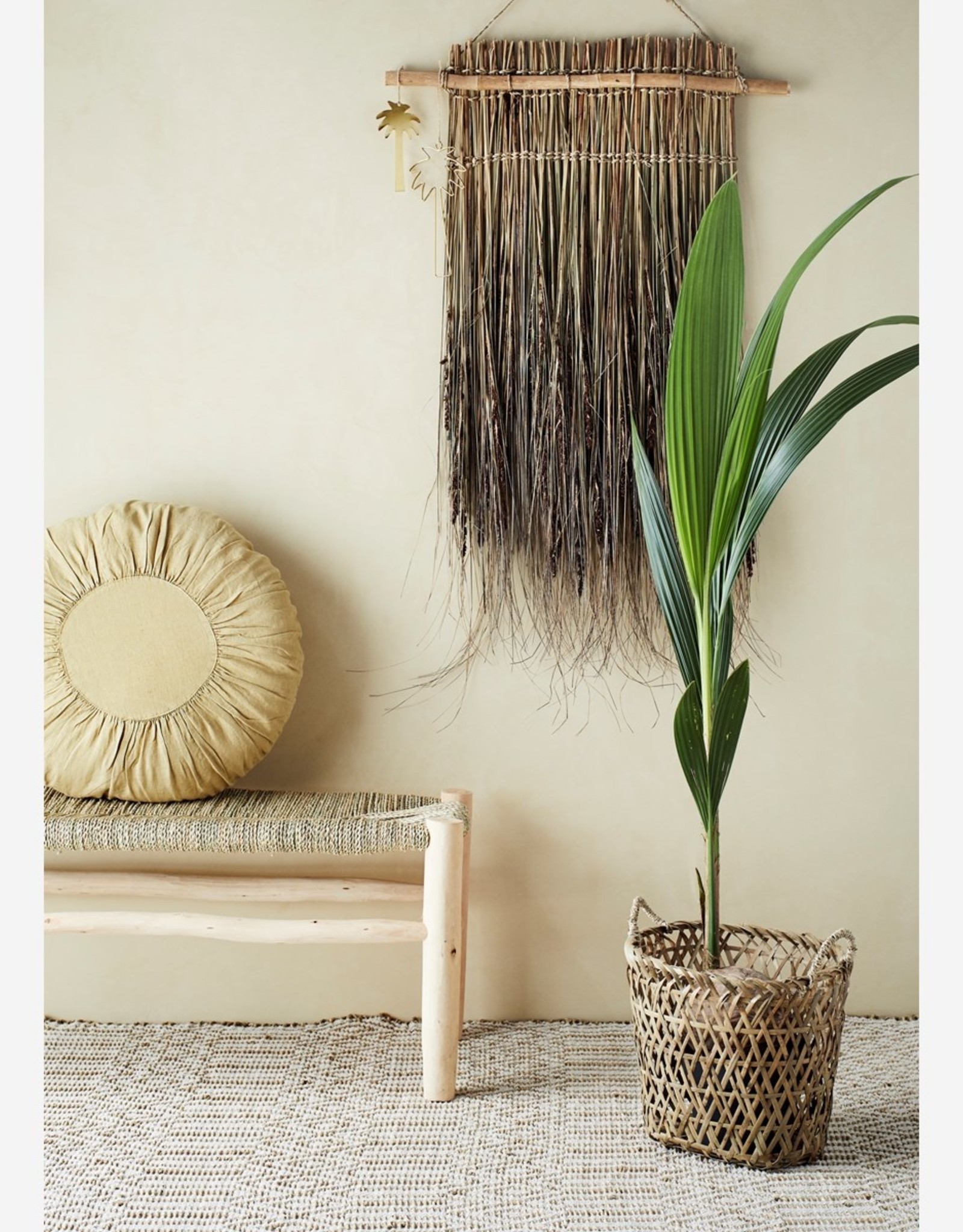 Madam Stoltz Mans -Oval bamboo w/handle natural - M