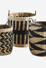 Grass wicker baskets - nat/black L