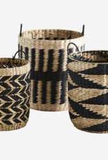 Madam Stoltz Grass wicker baskets - nat/black L