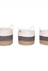 Hubsch - Basket with white edge, round, seagrass - Large