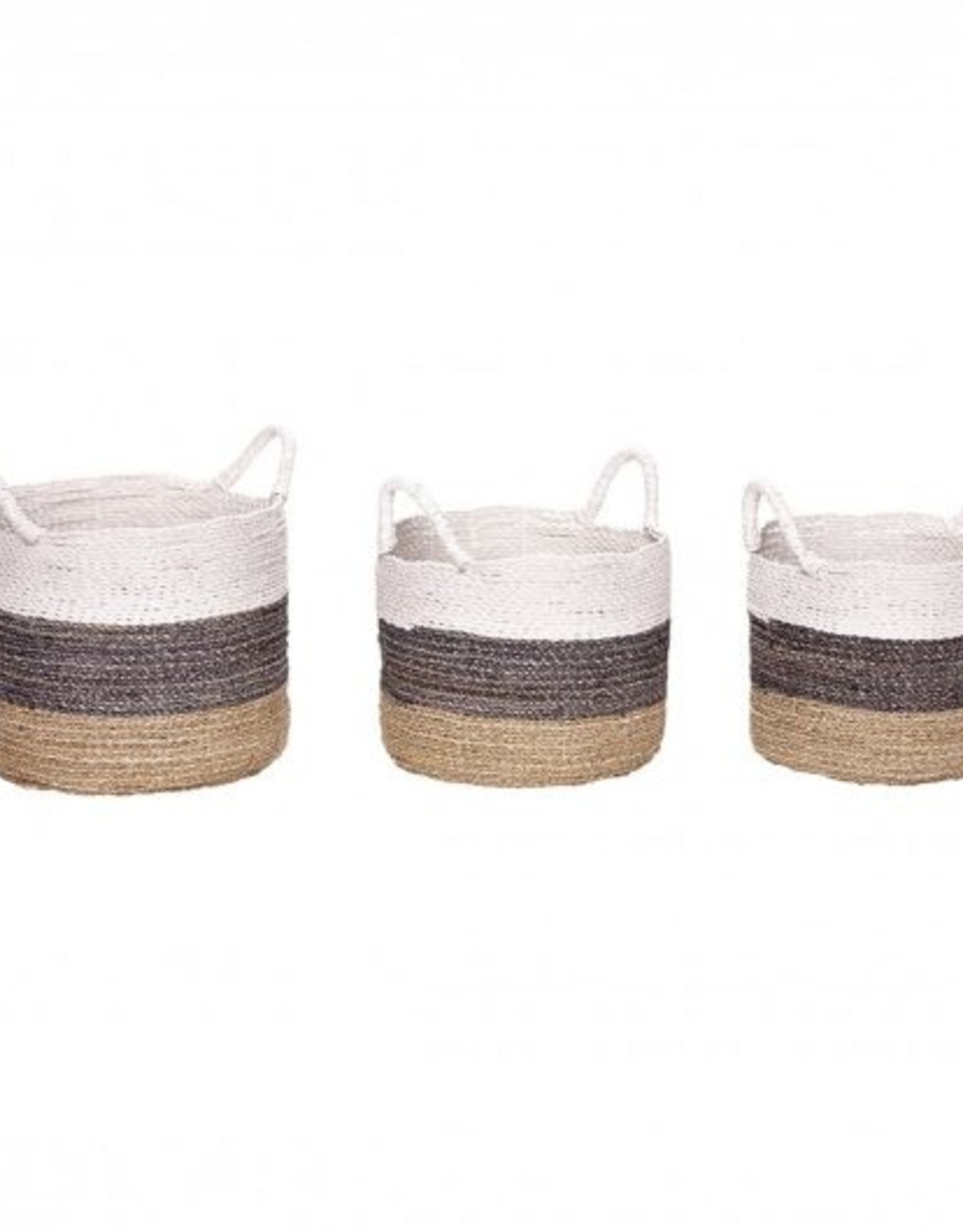 Hubsch - Basket with white edge, round, seagrass - Large