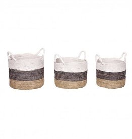 Hubsch - Basket with white edge, round, seagrass - Large